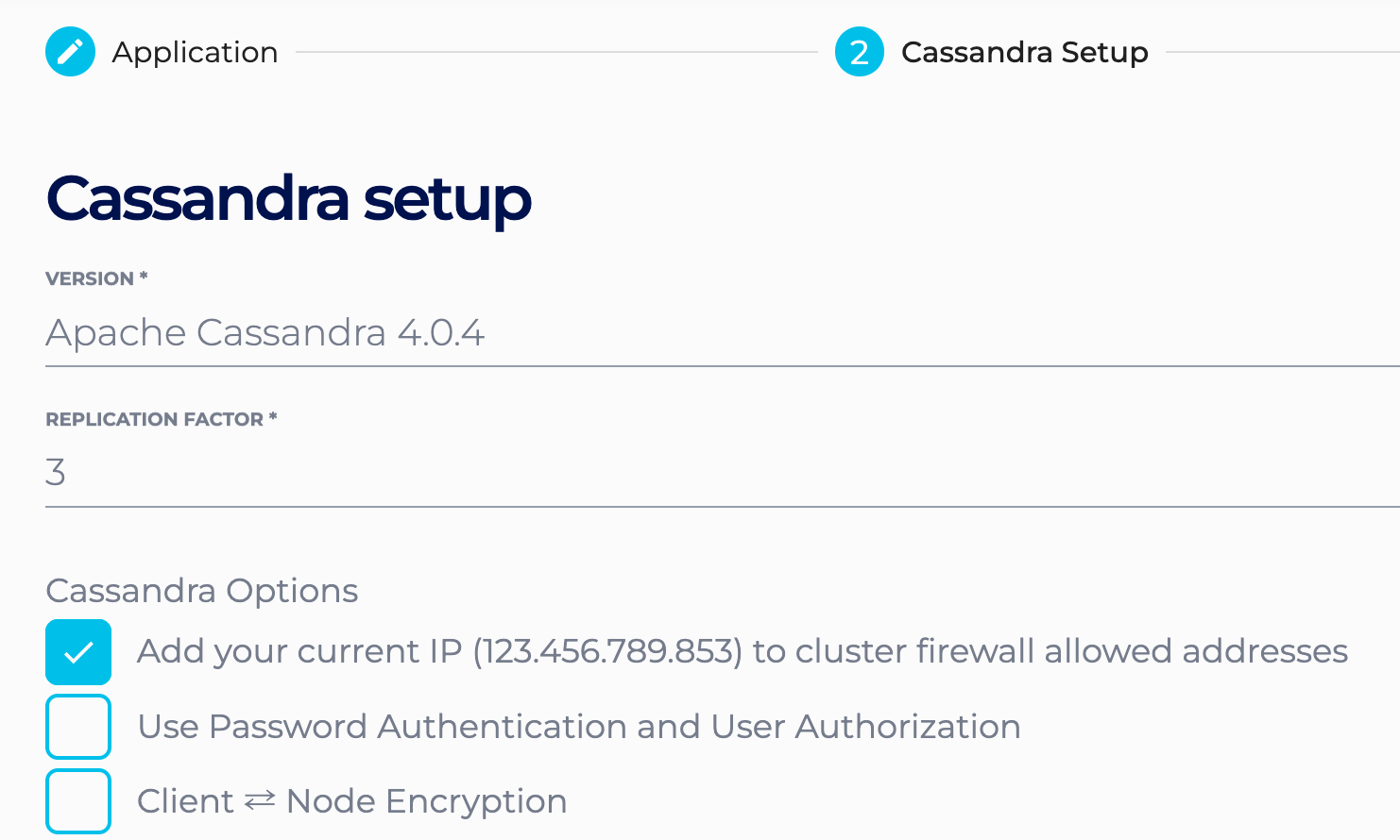 Create cluster settings with the "Add your current IP" checkbox enabled.