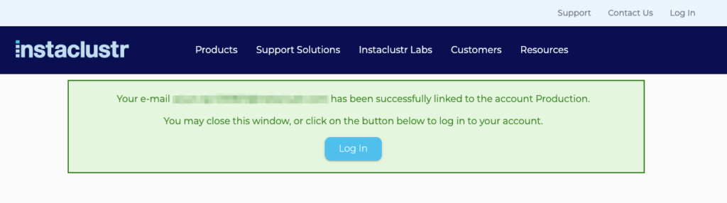 Screenshot showing accepted invitation success
