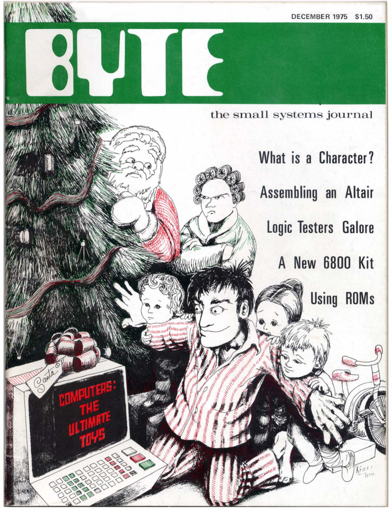 Byte magazine December 1975 with two data types on the cover (BYTE and Character!)