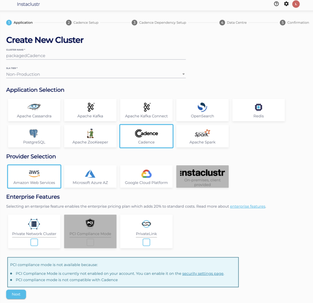 Creating a Cadence Cluster - Instaclustr