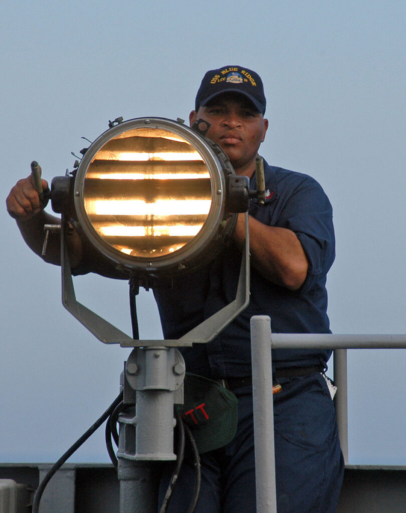 Aldis lamps are used for ship to ship signalling at sea