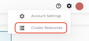 Select the cluster resources button.