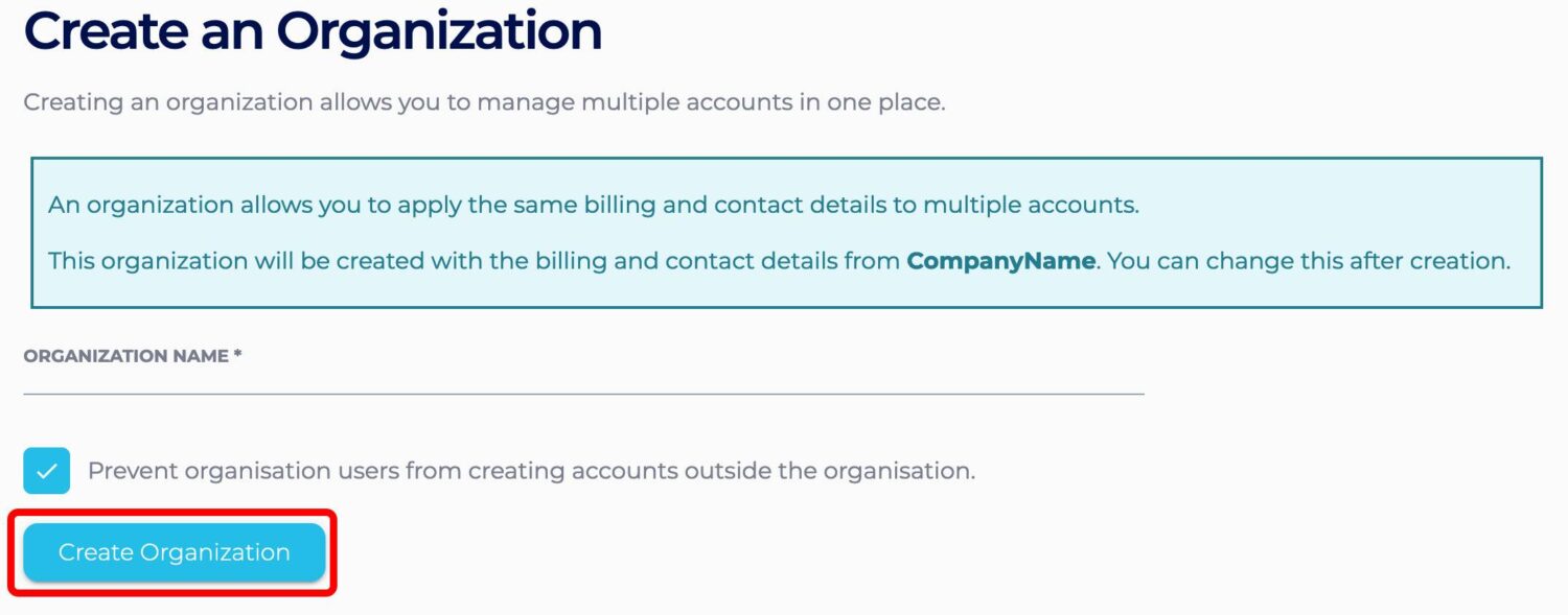 Create a New Organization - Instaclustr