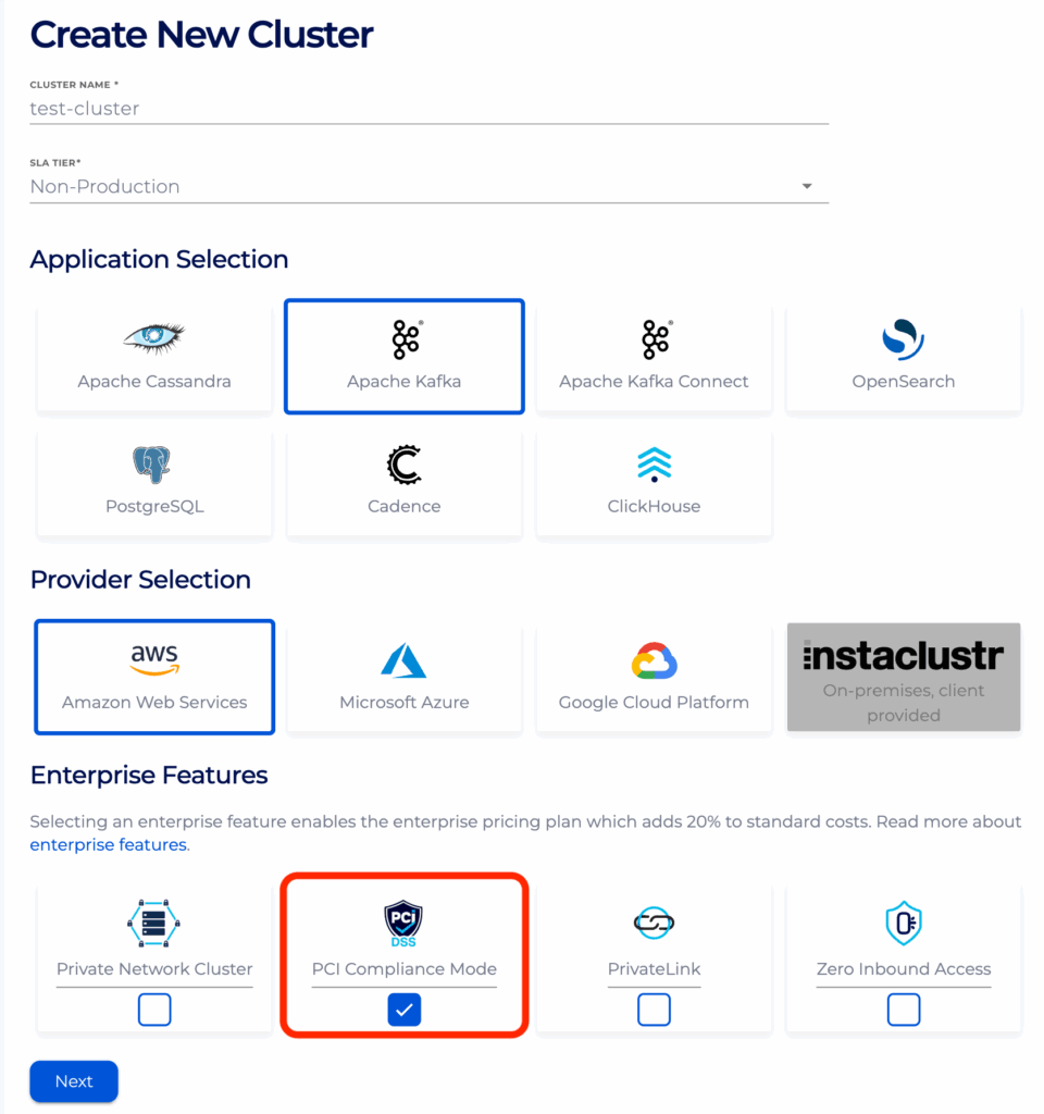 Tick the PCI Compliance Mode checkbox in the Enterprise Features section