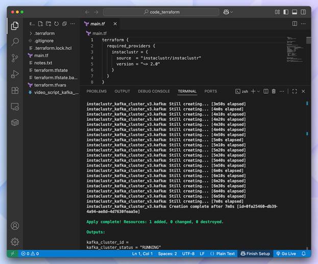 How to build a streaming analytics pipeline with Terraform and Instaclustr screenshot
