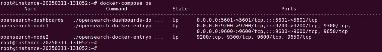 Docker Opensearch tutorial terminal screenshot