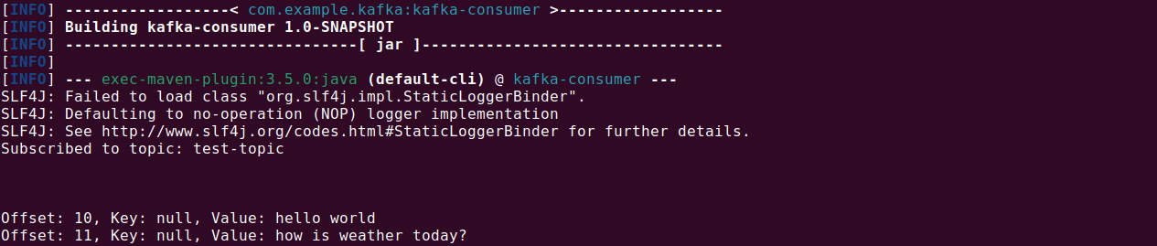 Kafka API tutorial screenshot