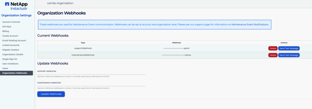 Go to the Organization Webhooks tab in the Organization Settings menu