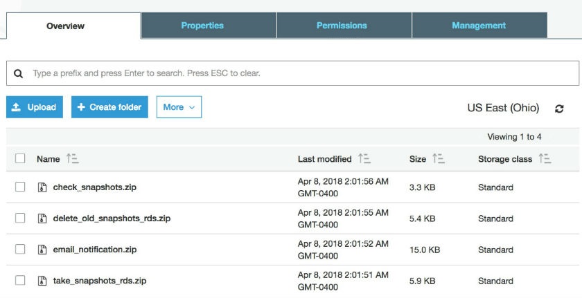 Amazon RDS screenshot