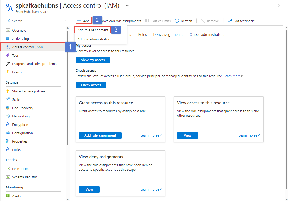 Microsoft Azure Event Hubs screenshot
