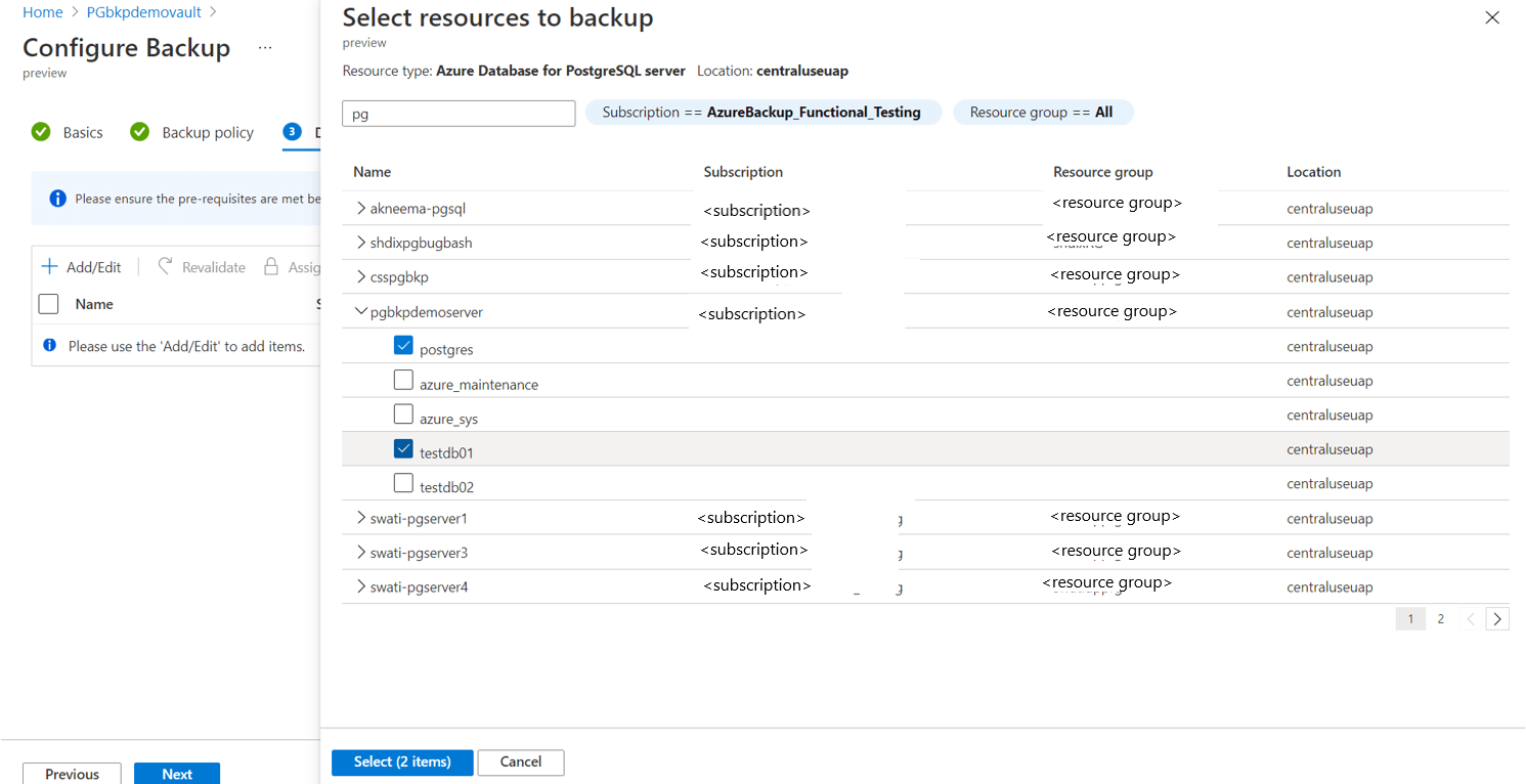 Azure Database screenshot