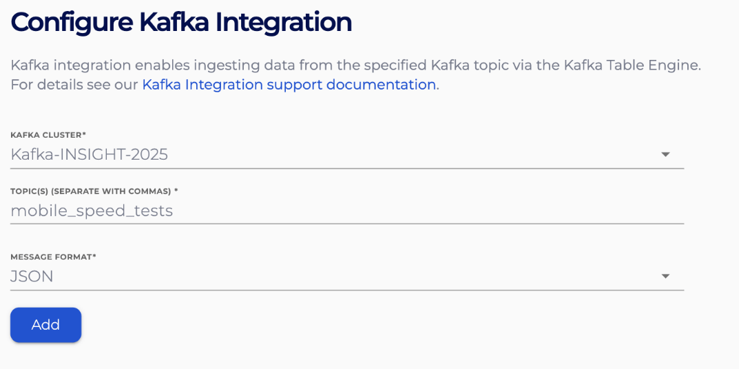 configuring clickhouse integrations screenshot