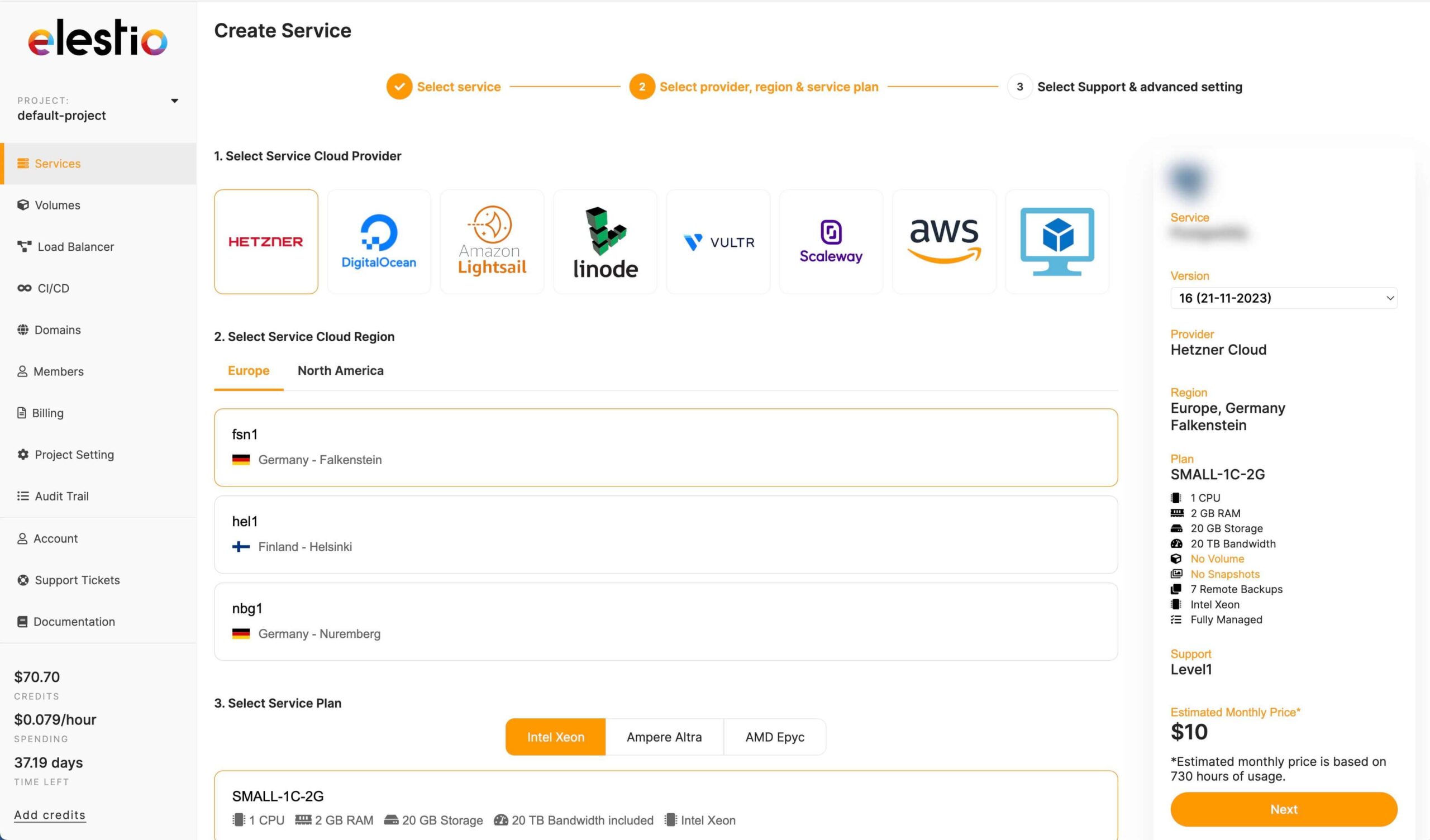 Elestio screenshot