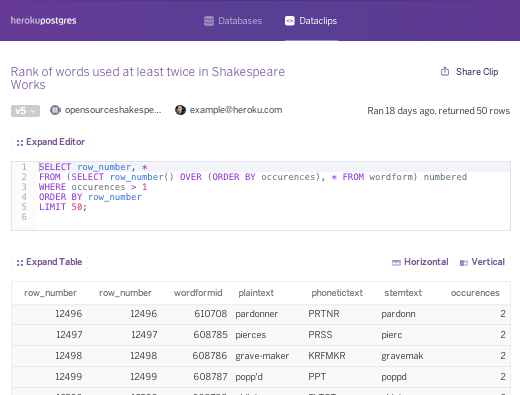 Heroku Postgres screenshot