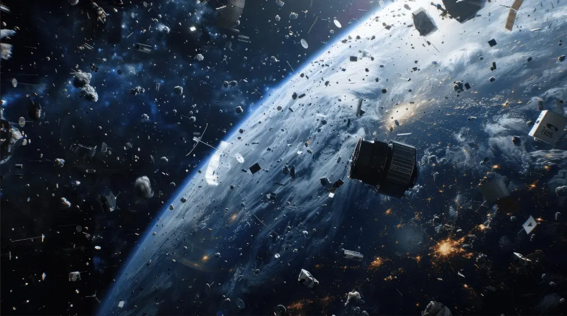 debris floats around earth in orbit